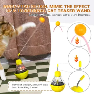 Gedetailleerd overzicht van het innovatieve tuimelaar kattenspeeltje met flexibele staaf