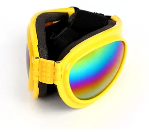 Lunettes de soleil pliables jaunes pour animaux avec verres irisés et détails