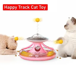 Interactive Tumbler Cat Toy With Track Roller Rotating Balls Feather Wand And Slow Food Dispenser For Cats Playing Training