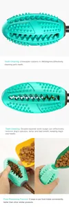 Vue détaillée d'un jouet à mâcher pour chien turquoise avec picots de nettoyage des dents.