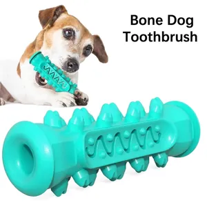 Durable bone-shaped dog chew toy toothbrush for effective dental cleaning and play