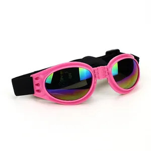 Lunettes de soleil pliables roses pour chiens avec protection UV et verres colorés