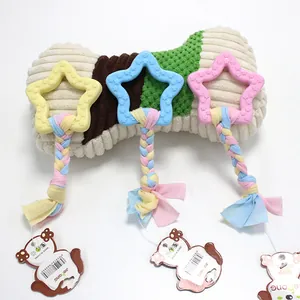 Pet chew toy set with colorful TPR stars and braided cotton ropes