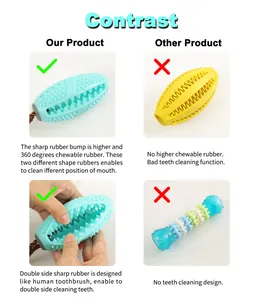 Comparaison montrant les picots en caoutchouc et le design de nettoyage des dents du jouet