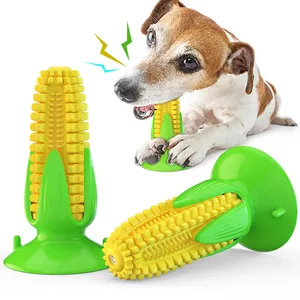 Jouet Pour Chien En Maïs Squeaky Brosse À Dents Pour Chien En Caoutchouc TPR Jouet À Mâcher Avec Ventose Jouet De Nettoyage Des Dents Pour Chiens