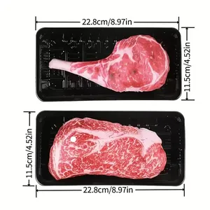 Détail du jouet pour chien en forme de steak avec dimensions précises en cm et pouces