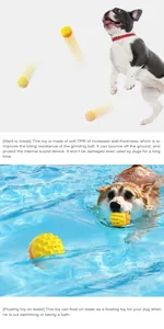 Durable yellow TPR dog toy balls floating on pool water for interactive pet training