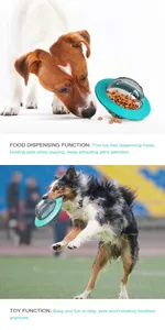 Chien jouant avec un frisbee distributeur de nourriture OVNI en extérieur et en intérieur