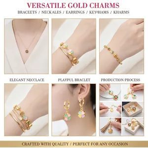 Detail view showing versatile DIY gold alloy charms used in necklaces, bracelets, and earrings.