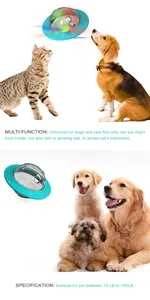 Détails du jouet distributeur de nourriture OVNI pour animaux avec spécifications.