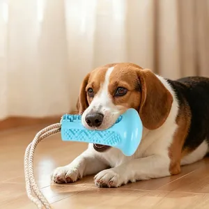 Resistente juguete para masticar azul para perros con cuerda para limpieza dental canina