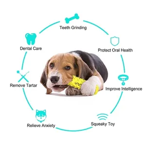 Giocattolo da masticare giallo per cani per una pulizia efficace dei denti e gengive