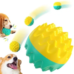 Durable squeaky dog toy ball with spike texture for teeth cleaning and molar training.