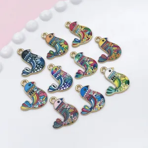 Variety of colorful bird enamel alloy pendants with bohemian patterns for DIY jewelry
