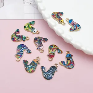 Vibrant Bohemian colorful bird alloy enamel charms for DIY necklace and earring jewelry