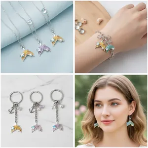 Detalles de colgantes de cola de sirena con estrellas y perlas para joyería artesanal DIY