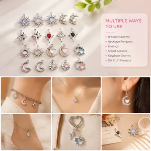 Hemelse bedels set zon maan sterren met strass steentjes voor DIY sieraden maken