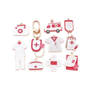 Medizinische Emaille-Anhänger-Set mit Krankenschwester-Hut für DIY-Schmuckherstellung