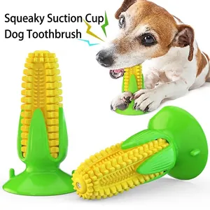 Jouet à mâcher sonore pour chien en forme de maïs avec ventouse pour la santé dentaire