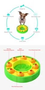 Vue détaillée du jouet interactif pour chien avec compartiments d'alimentation lente