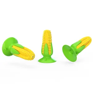 Jouet sonore en forme de maïs pour chien avec ventouse en matériau TPR très durable.