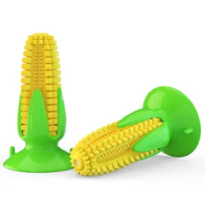 Jouet à mâcher pour chien en forme de maïs avec ventouse et texture TPR pour dents