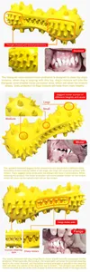 Vue détaillée du jouet à mâcher jaune pour chien avec reliefs de nettoyage dentaire.