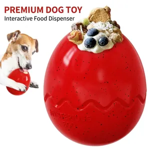 Jouet distributeur de nourriture en forme d'œuf de dinosaure pour chien, rouge