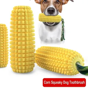 Jouet à mâcher sonore en forme de maïs pour chien avec corde de nettoyage en coton