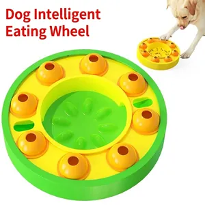 Jouet puzzle interactif vert et jaune pour chien pour une alimentation lente