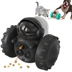 Automatic balance car pet toy for cats and dogs with slow leaky food dispenser feature