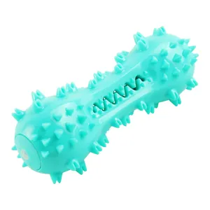 Jouet à mâcher en forme d'haltère turquoise pour le nettoyage des dents des chiens et chiots