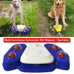 Automatischer Hunde-Trinkbrunnen mit Fußpedal und Sprinkler-Spielzeug für Sommerspaß im Freien