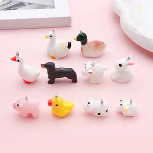 Mini Hars 3D Dier Bedeltjes Hangers Voor DIY Sleutelhanger Telefoonhoesje Decor Schattige Eend Schaap Varken Hond Konijn Decor