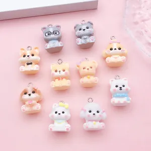 3D Cartoon Dog Resin Charms For Jewelry Making DIY Keychain Bag Pendants Cute Corgi Husky Shiba Inu Animal Figures Accessory