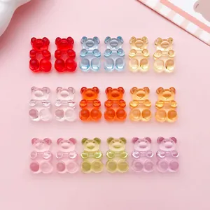 Transparent Acrylic Gummy Bear Beads Colorful Candy Bear Charms With Horizontal Hole For DIY Jewelry Making Phone Case Accessories