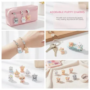 Various cute cartoon puppy resin charms used for DIY bracelets and keychains