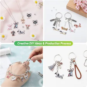 Creative DIY cartoon dog charms for necklaces, keychains and charm bracelets assembly.