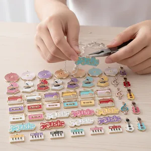 Variété de breloques en émail sur le thème de la musique pour bijoux DIY
