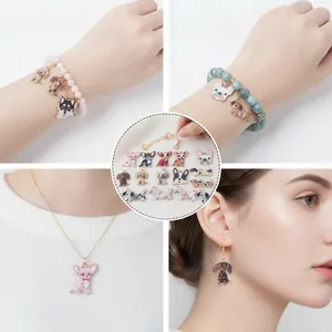 Variety of cartoon dog charms for DIY jewelry including bracelets, necklaces and earrings.