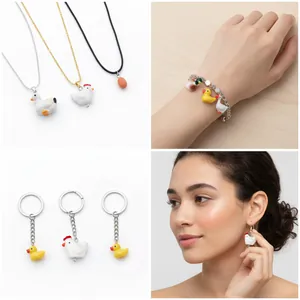 Farmtier-Anhänger mit Enten und Hühnern für Halsketten, Armbänder und Schlüsselanhänger.