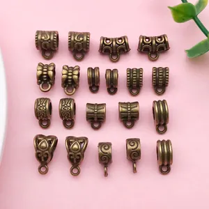 Vintage Zinc Alloy Bail Beads For Jewelry Making Antique Bronze Silver Gold Floral Pattern Spacer Beads DIY Bracelet Necklace Connectors