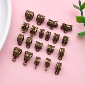 Antique bronze bail beads with retro patterns for DIY necklaces and bracelets making