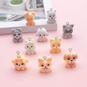 Variety of cartoon dog 3D resin charms for DIY keychain and jewelry making accessories.