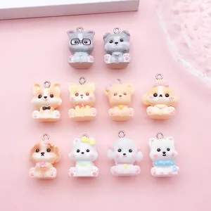 Variety pack of cute 3D cartoon dog pendants for DIY keychains and creative crafts.