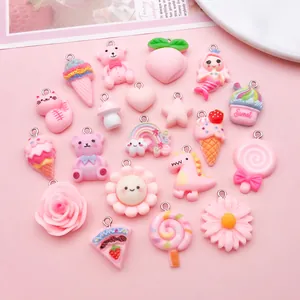 Gedetailleerde collectie schattige roze harsbedels inclusief zeemeermin en beer voor DIY