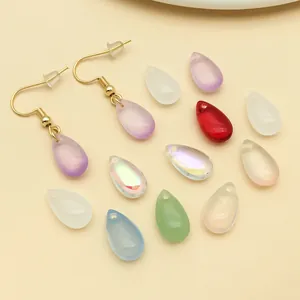 Close-up of colorful phantom teardrop glass beads for DIY ancient style jewelry making.