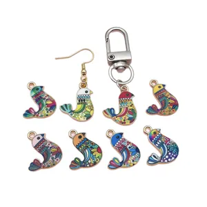 Ethnic style colorful enamel bird pendants for DIY bohemian jewelry making accessories