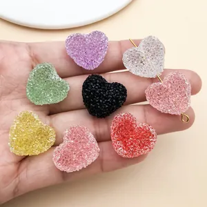Handheld colorful frosted heart sugar beads for DIY jewelry and phone charm crafts