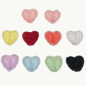 Assorted heart-shaped sugar-coated acrylic frosted beads for DIY crafts